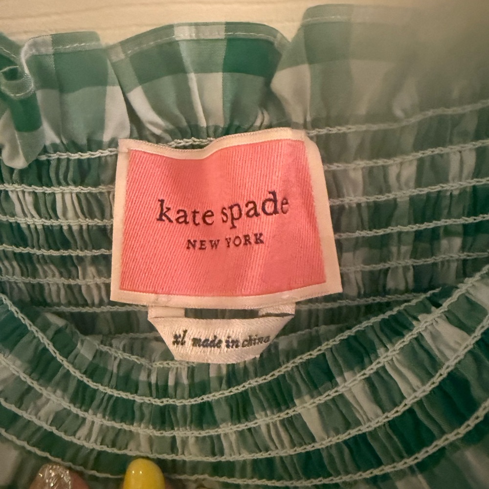 Kate Spade Green Gingham Blouse